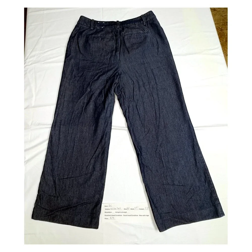 Talbots Weston Pant 14P Blue Chambray Wide Leg Pants - Picture 2 of 2